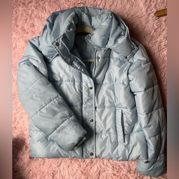Jackets & Blazers - baby blue puffer coat